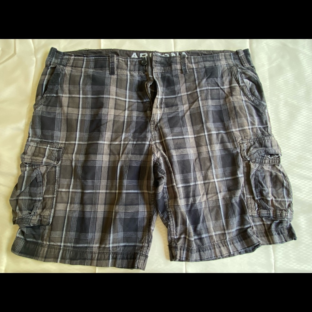 Big mens cargo shorts gray stripped size 50